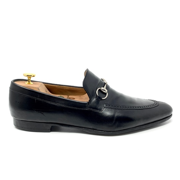 GUCCI Black Leather Silver Horsebit Luxury Loafer - Picture 3 of 8